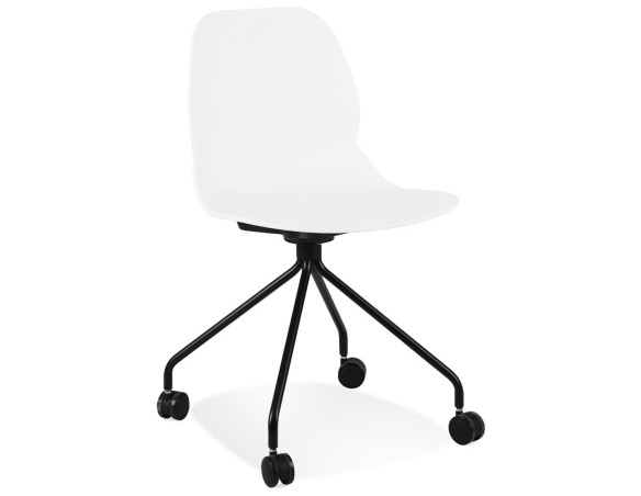 CH05110WHBL 5404028348055 Chaise de bureau NADIA blanche sur roulettes