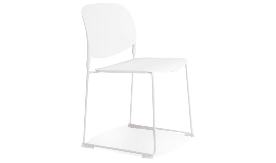 CH05390WH 5404028352854 Chaise PILA blanche avec assise plastique et structure métal