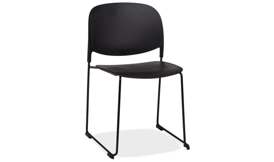 CH05400BL 5404028352878 Chaise PILA noire avec assise plastique et structure métal