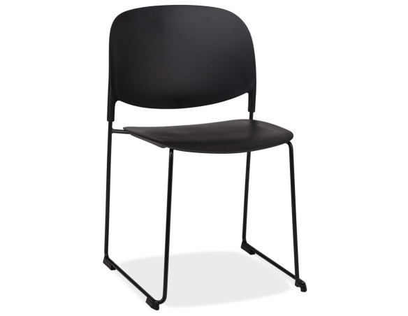 CH05400BL 5404028352878 Chaise PILA noire avec assise plastique et structure métal