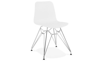 CH01680WHCH 5420072055657 Chaise design GAUDY blanche avec pied en métal chromé