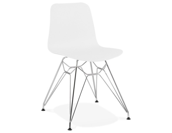 CH01680WHCH 5420072055657 Chaise design GAUDY blanche avec pied en métal chromé