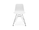 Chaise design GAUDY blanche avec pied en métal chromé