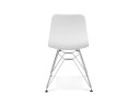Chaise design GAUDY blanche avec pied en métal chromé