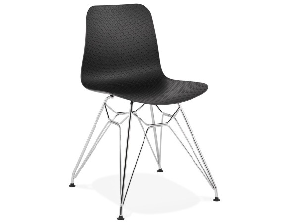 CH01710BLCH 5420072055718 Chaise design GAUDY noire avec pied en métal chromé