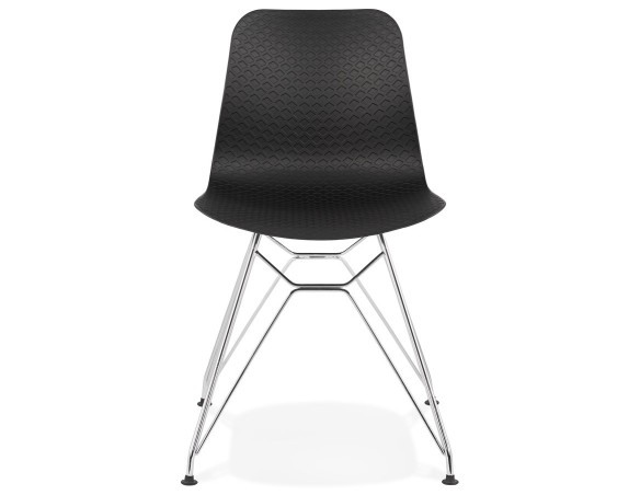 Chaise design GAUDY noire avec pied en métal chromé