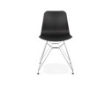 Chaise design GAUDY noire avec pied en métal chromé