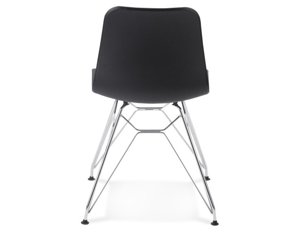 Chaise design GAUDY noire avec pied en métal chromé
