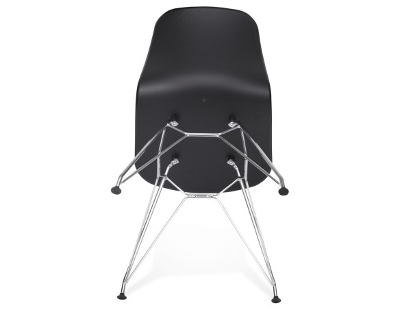 Chaise design GAUDY noire avec pied en métal chromé
