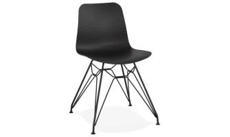 CH01720BLBL 5420072055732 Chaise design GAUDY noire style industriel avec pied en métal noir