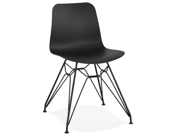 CH01720BLBL 5420072055732 Chaise design GAUDY noire style industriel avec pied en métal noir