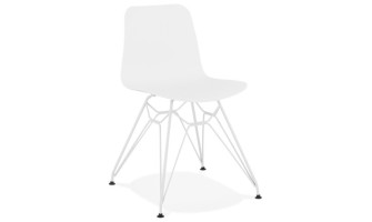 CH01740WHWH 5420072057019 Chaise moderne GAUDY blanche avec pied en métal blanc