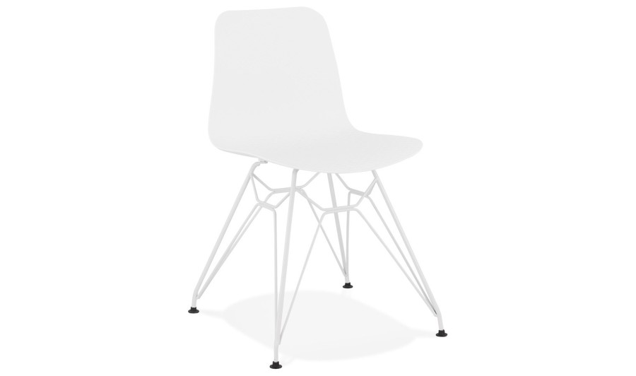 CH01740WHWH 5420072057019 Chaise moderne GAUDY blanche avec pied en métal blanc