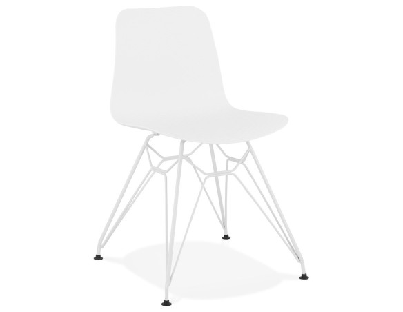 CH01740WHWH 5420072057019 Chaise moderne GAUDY blanche avec pied en métal blanc