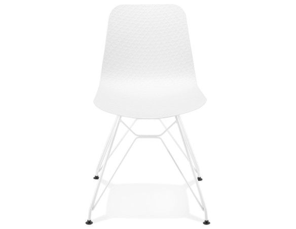Chaise moderne GAUDY blanche avec pied en métal blanc
