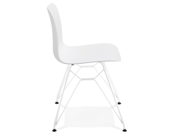 Chaise moderne GAUDY blanche avec pied en métal blanc