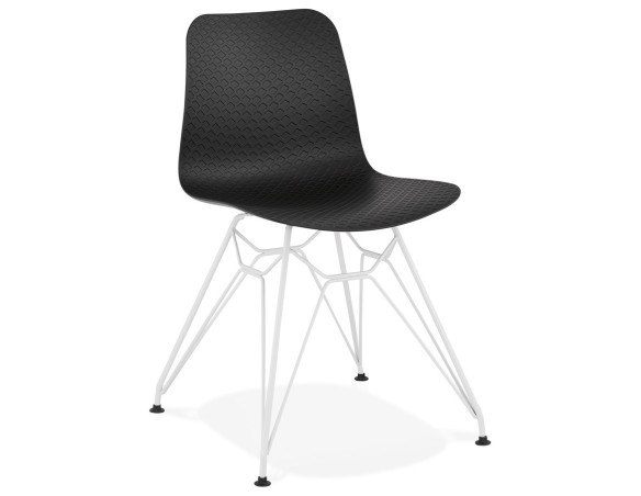 CH01750BLWH 5420072057033 Chaise moderne GAUDY noire avec pied en métal blanc