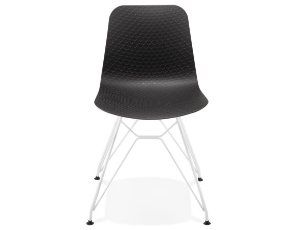 Chaise moderne GAUDY noire avec pied en métal blanc