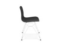Chaise moderne GAUDY noire avec pied en métal blanc