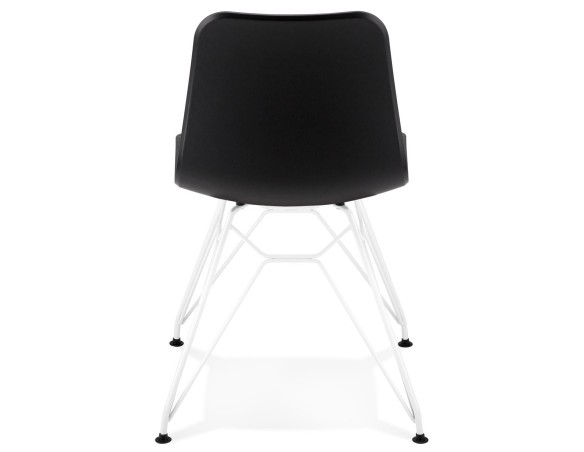 Chaise moderne GAUDY noire avec pied en métal blanc