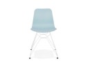 Chaise moderne GAUDY bleue avec pied en métal blanc