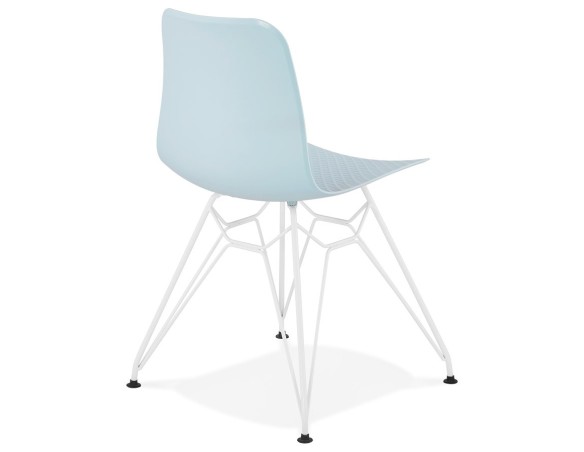 Chaise moderne GAUDY bleue avec pied en métal blanc