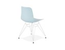Chaise moderne GAUDY bleue avec pied en métal blanc