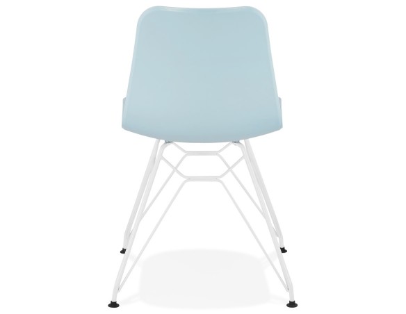 Chaise moderne GAUDY bleue avec pied en métal blanc