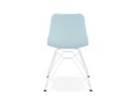 Chaise moderne GAUDY bleue avec pied en métal blanc