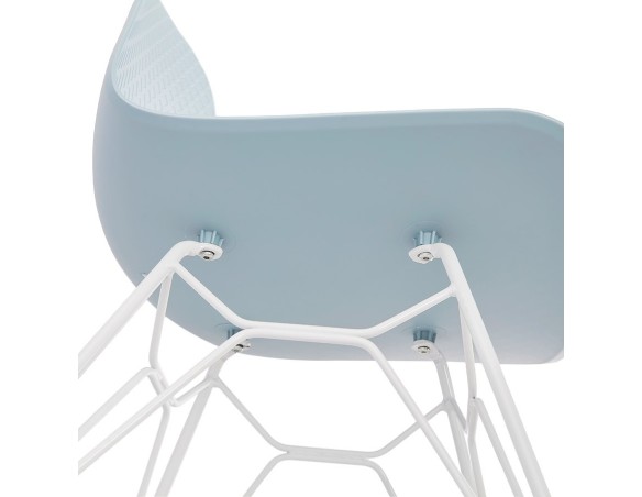 Chaise moderne GAUDY bleue avec pied en métal blanc