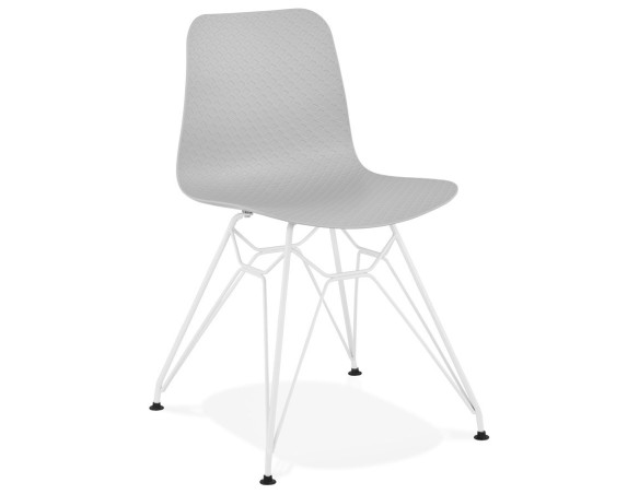 CH01980GRWH 5420072059075 Chaise moderne GAUDY grise avec pied en métal blanc