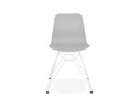 Chaise moderne GAUDY grise avec pied en métal blanc