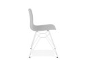 Chaise moderne GAUDY grise avec pied en métal blanc