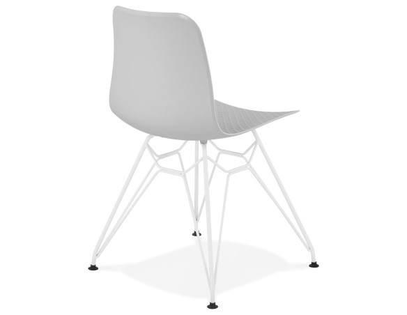 Chaise moderne GAUDY grise avec pied en métal blanc