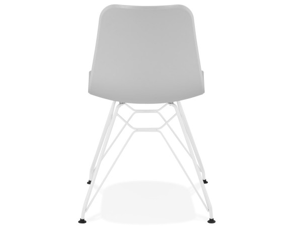 Chaise moderne GAUDY grise avec pied en métal blanc