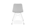 Chaise moderne GAUDY grise avec pied en métal blanc