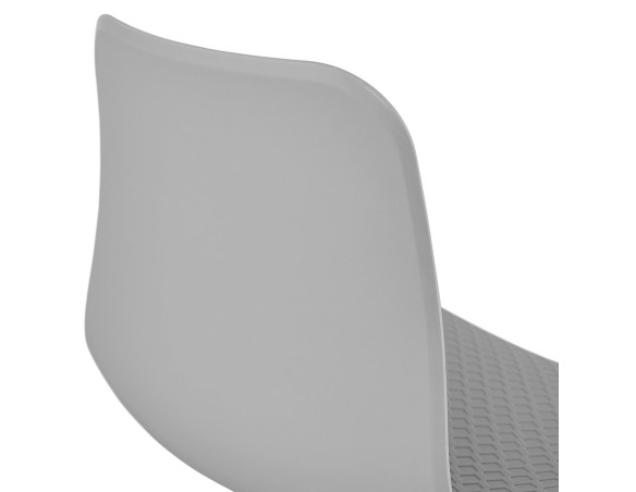 Chaise moderne GAUDY grise avec pied en métal blanc