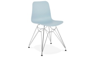CH02000BUCH 5420072059112 Chaise design GAUDY bleue avec pied en métal chromé