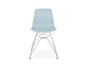 Chaise design GAUDY bleue avec pied en métal chromé