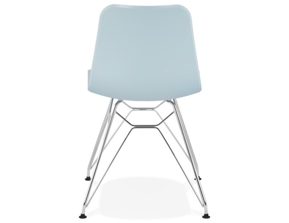 Chaise design GAUDY bleue avec pied en métal chromé