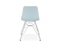 Chaise design GAUDY bleue avec pied en métal chromé