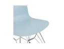 Chaise design GAUDY bleue avec pied en métal chromé