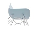 Chaise design GAUDY bleue avec pied en métal chromé
