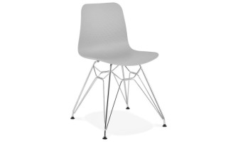CH02010GRCH 5420072059136 Chaise design GAUDY grise avec pied en métal chromé