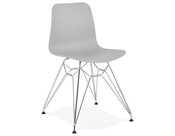 CH02010GRCH 5420072059136 Chaise design GAUDY grise avec pied en métal chromé
