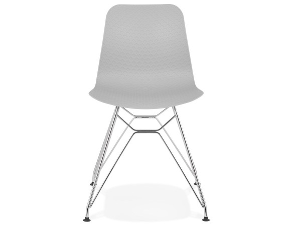 Chaise design GAUDY grise avec pied en métal chromé