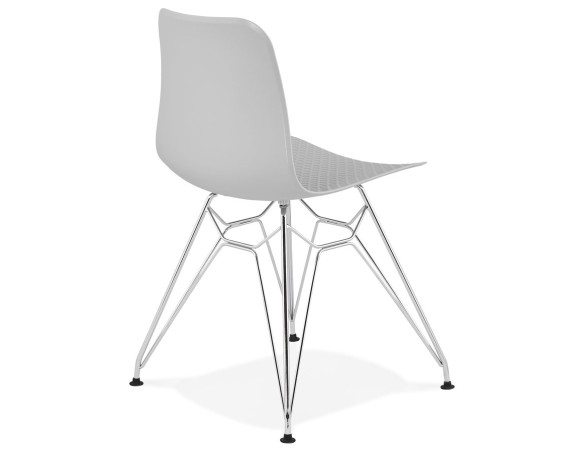 Chaise design GAUDY grise avec pied en métal chromé