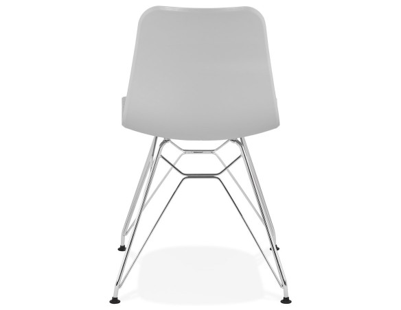 Chaise design GAUDY grise avec pied en métal chromé