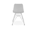 Chaise design GAUDY grise avec pied en métal chromé