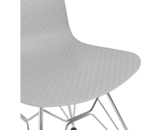 Chaise design GAUDY grise avec pied en métal chromé